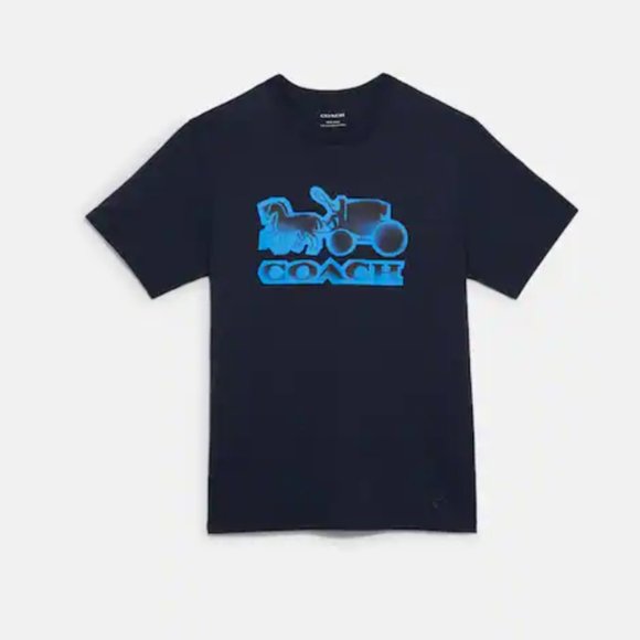 NWT COACH SPRAY PAINT HORSE & CARRIAGE T SHIRT - Picture 1 of 10